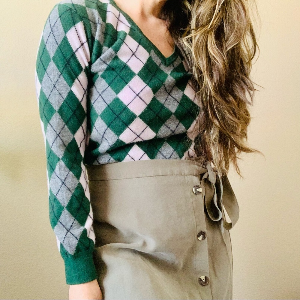 Pringle of Scotland Pure Cashmere Vintage Argyle Sweater